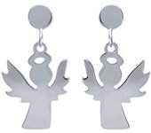 Les Trésors De Lily [H6179] - Boucles Argent 'Anges Gardiens' argenté - 15x10 mm plata