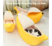 Cama para gatos con forma de plátano, divertida y acogedora alfombra para gatos, camas cálidas y duraderas, cesta portátil para mascotas, perrera, cojín para perros, suministros para gatos, Multicolor S 40x15x10cm
