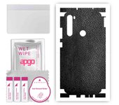 apgo Protective Skin Sticker for the back+sides compatible with Xiaomi Redmi Note 8T, Full Wrap Film, Foil, Vinyl - Pattern Black Leather