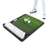 Tapete de práctica de golf con bandeja para pelotas de golf para entrenamiento en interiores y exteriores