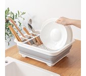 Escurridor de platos plegable, soporte de almacenamiento doméstico plegable, recipiente portátil, tapa de vajilla, organizador de accesorios de cocina