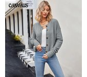 Otoño e Invierno suéter de mujer moda cárdigan suelto suéter de punto Vintage botones de una sola fila S negro