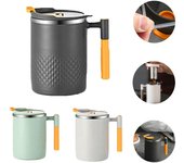 Taza de 500 ml para agua, leche, café, con tapa, aislamiento antiescaldaduras, botella doble extraíble de acero inoxidable con asa. 450ml