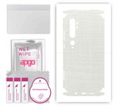 apgo Protective Skin Sticker for the back+sides compatible with Xiaomi Mi Note 10 Pro, Full Wrap Film, Foil, Vinyl - Pattern White Fabric