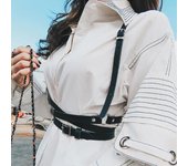 Arnés de cuero para el pecho, arnés de moda para mujer, cinturón gótico, tirantes para ropa Ajustable blanco