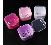 Caja de limpieza con filtro desinfectante portátil para brocas de manicura, cabezal de pulido, caja de desinfección, herramienta de esterilización para manicura. blanco