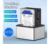 Estación de acoplamiento de disco duro de doble bahía Clonación sin conexión con un solo clic Estación de acoplamiento de disco duro SATA a USB 3.0 Lector de tarjetas para adaptador de disco duro SSD HDD de 2,5/3,5'' Single-bay EU Plug