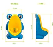 Orinal de pared con gancho para bebé, orinal de entrenamiento con forma de rana, orinal vertical para bebé, niño pequeño, baño azul