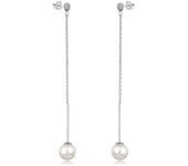 Les Trésors De Lily [Q4594] - Boucles argent 'Perla' ivoire argenté (rhodié) - 90x10 mm blanco