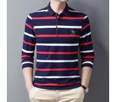 Camisa a rayas de algodón para hombre de mediana edad, camiseta de manga larga, Top para hombre de mediana edad XXXXL