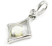 Les Trésors De Lily [G0792] - Pendentif Argent artisanal 'Déesse Opale' blanc argenté (rhodié) - 14x9 mm