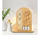 Calendario de Adviento de Ramadán 2025 de madera con cuenta regresiva para el Eid Mubarak, decoración de mesa para Ramadán B