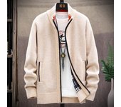 Cárdigan de punto, suéter de color sólido, chaqueta de manga larga con cremallera para hombre, chaqueta de otoño cálida de polar S negro
