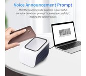 Plataforma de escáner de código de barras 1D 2D QR con mensaje de voz, lector de código de barras con cable USB blanco