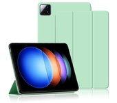 Funda de tableta para Xiaomi Pad 6S Pro, funda de cuero con tapa y soporte para Mi Pad 6S Pro de 12,4 pulgadas, función de encendido y apagado automático, funda plegable con tres soportes para libros para iPad For Xiaomi Pad 6S Pro verde claro