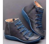 Botas de nieve de invierno para mujer, botines de piel sintética, zapatos planos de primavera para mujer, botas cortas marrones con piel para mujer, botas con cordones para mujer 39 rojo
