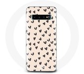 Coque pour Samsung Galaxy s10 plus Fond de texture abstraite coeurs noirs