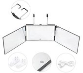 Espejo retráctil ajustable de tres pliegues para peluquería, afeitado, maquillaje, espejo de tres pliegues, herramientas de corte de pelo de bricolaje con manos libres, accesorios