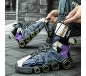 Zapatos deportivos con forma de patinaje sobre ruedas para hombre, zapatillas para correr con personalidad, zapatillas informales de suela gruesa, zapatillas aumentadas para caminar 39 negro