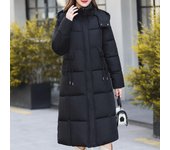 Abrigo de invierno de moda para mujer, abrigos con capucha, elegantes, sueltos, gruesos, cálidos, de talla grande, largos, parkas, chaquetas para mujer 2XL marrón