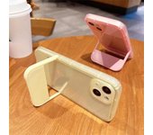 Funda de lujo con soporte para iPhone 15, 11, 14, 12, 13 Pro Max, X, XR, XS Max, 14, 15, 6, 6S, 7, 8 Plus, SE 2020, 2022, transparente y suave. For iPhone 14 amarillo