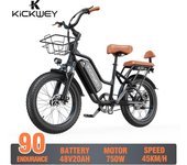 Bicicleta eléctrica KICKWEY LD20 para adultos, 500 W, batería de litio de 48 V 18650, 20 pulgadas, para mujer. negro