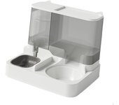 Dispensador de agua automático 2 en 1 para perros, comedero, bebedero, comida práctica y suministros gris