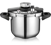 Olla a presión, olla a presión de cocina de 6 litros, apta para inducción y estufa, utensilios de cocina de acero inoxidable 304 con fácil apertura. Tapa de cierre 6L plata