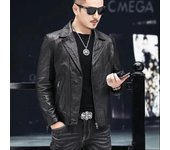 Nuevas chaqueta de cuero con felpa para hombre, pantalones cortos de cuero PU para motocicleta, versión coreana ajustada, chaqueta de cuero con cuello de traje, chaqueta XXXXXL