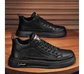Botas de cuero informales para hombre, zapatos altos a la moda para hombre, zapatos deportivos de cuero negros a la moda, botines con plataforma, Tenis masculinos 40