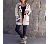 Nueva chaqueta de lana de doble cara con cuello de traje para mujer de otoño e invierno S negro