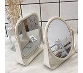 Espejo de maquillaje de escritorio de doble cara para dormitorio o tocador