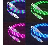 Cable USB tipo C luminoso de flujo, Cable de datos de carga rápida 3A para Samsung, Xiaomi, OPPO, Huawei, cargador de IPhone, Cable Micro USB LED 1m For Micro azul