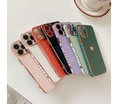 Funda de chapado sólido para iPhone 11, 12, 13 Pro Max, protección de lente con diseño de corazón para iPhone 13 Mini, XR, XS Max, X, 8, 7 Plus, SE2 For iphone 8