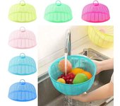 Cubierta de plástico para alimentos, Protector de platos redondo, jaula de malla portátil, cocina casera color rosa