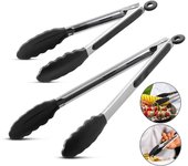 Pinzas de cocina de primera calidad, pinzas de silicona para cocinar de 9 a 12 pulgadas, sin BPA, antiadherentes, para cocinar en barbacoa, parrilla, pinzas para alimentos con bloqueo 27.5cm rojo