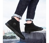 Zapatos planos de lona para hombre, zapatillas informales de lona con cordones y caña alta, color negro, blanco y rojo, para verano 6.5