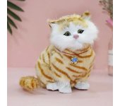 Peluche de gato eléctrico realista, juguete de peluche de gatito sentado maullando, muñeco de peluche para decoración del hogar, la oficina y el dormitorio, para niños y adultos.
