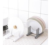 Organizador de cocina, estante para tapas de ollas, soporte para platos y cucharas, bandeja para platos, soporte para cocina A, 1 Uds. gris