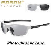 Gafas de sol polarizadas fotocromáticas de diseño de marca AORON, moda para actividades al aire libre, gafas deportivas para ciclismo para hombres y mujeres, regalos Without Case blanco