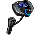 Transmisor FM BT70, kit de radio Bluetooth para coche, reproductor MP3 inalámbrico QC3.0 con doble USB, adaptador de cargador y sintonizador Bluetooth manos libres. 1pcs negro
