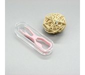 Mini pinzas portátiles para sujetar lentes de contacto, caja de almacenamiento combinada de plástico, pinzas para quitar, accesorios para gafas color rosa