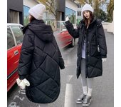 Chaqueta de algodón gruesa de invierno hasta la rodilla de gran tamaño para mujer XXL gris