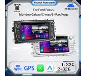 2 DIN Carplay Auto Radio Android coche multimedia reproductor de vídeo para Ford Focus Mondeo C-MAX S-MAX Galaxy II Kuga 7  HD pantalla Mirror Link GPS 2 + 32GB 1+32GB negro