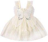 Vestido de malla con alas de mariposa para niñas pequeñas, vestido de princesa lindo sin mangas de verano 90