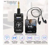 Sistema de monitorización intraauditiva inalámbrica de 2,4 G, transmisor giratorio de 282 grados, receptor portátil con clip para collar negro