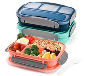 1 Uds Bento Box contenedores para adultos para niños pequeños adultos 1300ml 4 compartimentos tenedor a prueba de fugas microondas lavavajillas Fre 1 PC azul oscuro