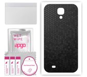 apgo Protective Skin Sticker for the back compatible with Samsung Galaxy S4 Active i9295, Wrap Film, Foil, Vinyl - Pattern Black Honeycomb