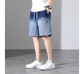 Nuevos pantalones cortos de mezclilla de verano con gradiente, pantalones cortos informales de algodón para hombre, pantalones cortos con cordón, pantalones vaqueros holgados, pantalones cortos para hombre de talla grande 8XL negro