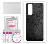 apgo Protective Skin Sticker for the back compatible with Huawei P Smart 2021 NFC, Wrap Film, Foil, Vinyl - Pattern Black Leather